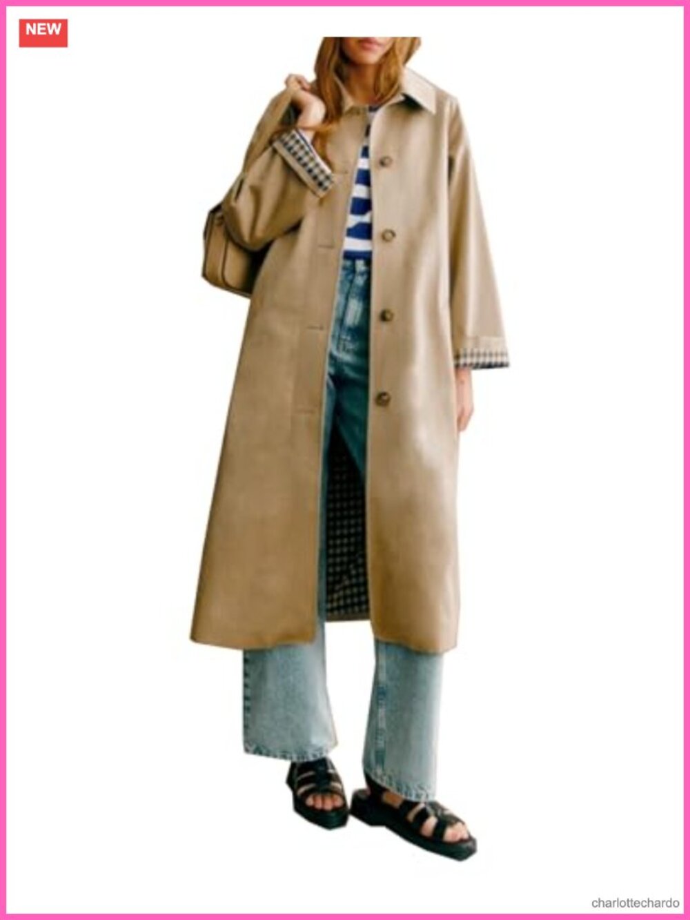 Women's Oversized Trench Coat, Single Breasted, Classic Button Down Long Jacket